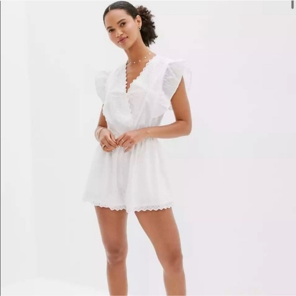 American Eagle Outfitters White Eyelet Cotton Romper size small - Picture 3 of 15